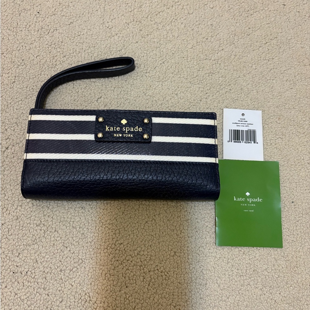 Kate Spade Navy and White Striped Wristlet